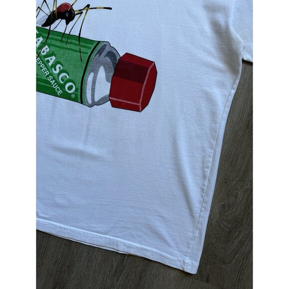 Vintage 90s Tabasco Hot Sauce Promo XL White Wrap Around Art Rare Food - Picture 7 of 16